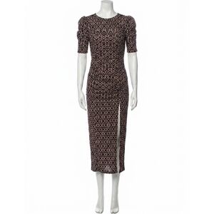 midi boho dress with sleeves Daisy Lane Boho Chic Mock Neck Midi Dress BLACK-BROWN PAISLI / MEDIUM